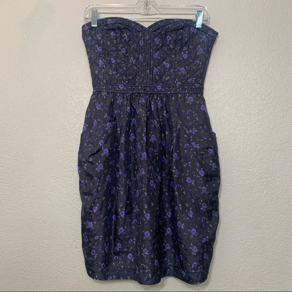 Rebecca Taylor silk floral strapless mini dress size 2